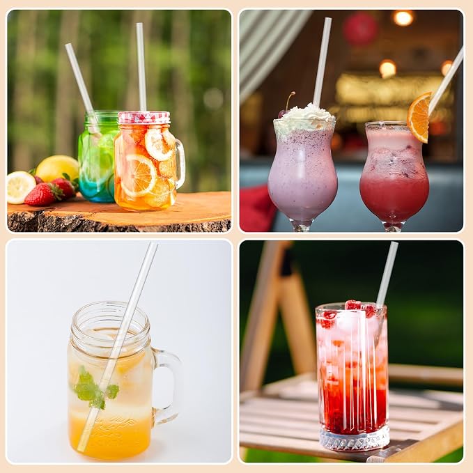 Honeydak 60 Pcs Clear Straws Reusable 9" Plastic Hard Straws Clear Drinking Tube for Smoothies Beverage Cocktail Home Restaurant Party Supply