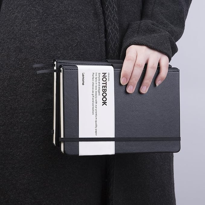 Lemome Ruled Notebook/Journal - Lined Journal for Writing, 5.75'' x 8.4'' Notebook Journal, 146 pages Faux Leather Notebook with Thick Paper, Waterproof Hardcover, Elastic Closure