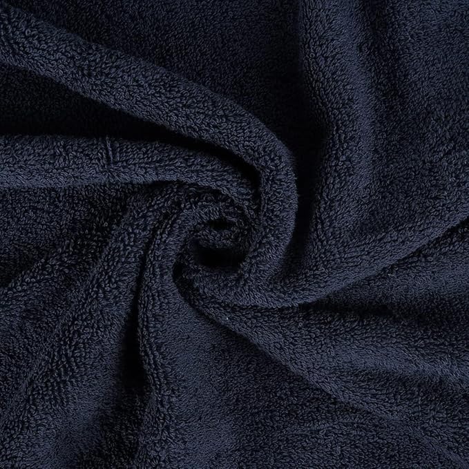 CASA COPENHAGEN Solitaire 6Pcs 100% Egyptian Cotton Large Designer Towels Gift Set- Navy Blue, 600GSM, 2Bath 2Hand 2Washcloths, Bath Towels for Bathroom Set for Women & Men