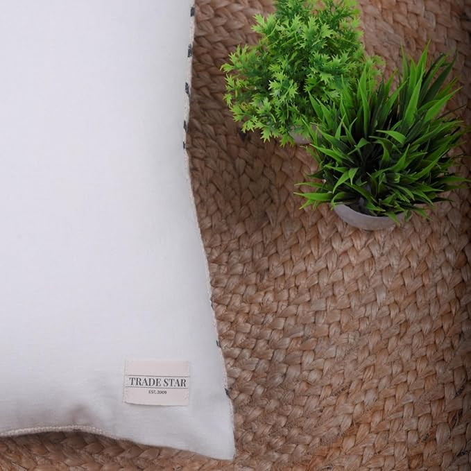 Trade Star Throw Pillow Cover Oblong Pillow Cases 100% Cotton Solid Pillow Cases Handloomed Decorative Pillow Covers Authentic Indian Ethnic Shams for Bed Decor (Ivory Solid, 12x24 Inches)
