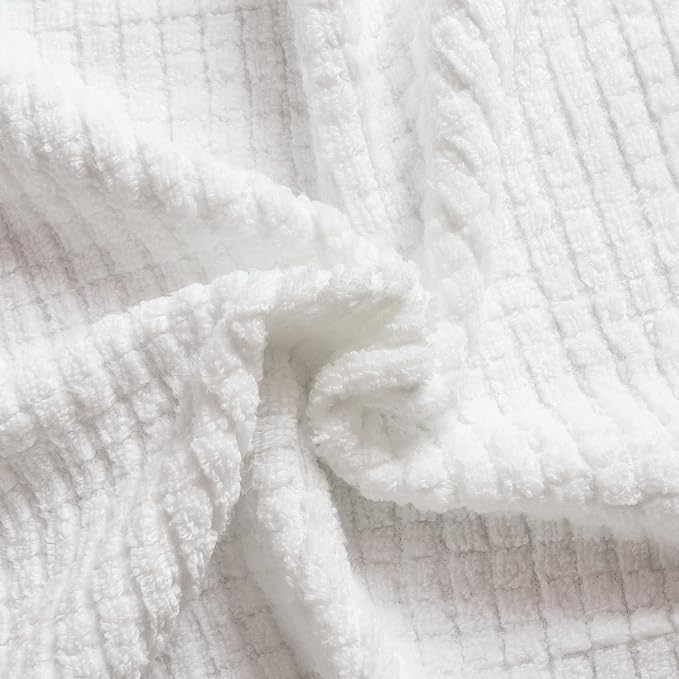 Softerry Waffle Bath Towel Set - 100% Soft Cotton - Plush and Extra Absorbent - Luxury Hotel & Spa Quality - Fade Resistant - Eco-Friendly (White, Set of 8 Towels)