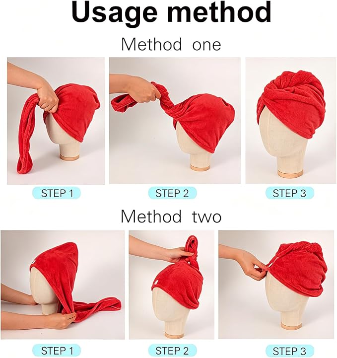 1 Pack Single Layer Red Microfiber Hair Drying Towel Wrap for Women, Hair Turbans Towel for Wet Hair,Turbie Twist Hair Towels (Red Color- Single Layer)