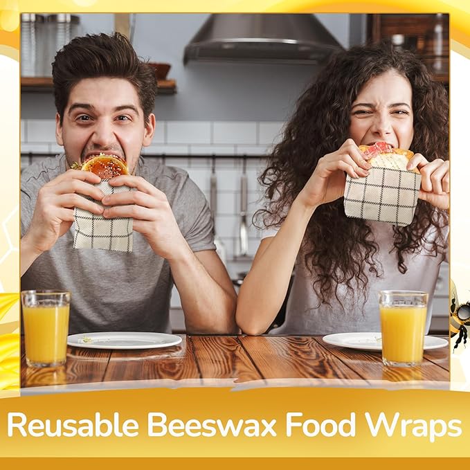 Mindsoft 17 x 23 Inch Reusable Beeswax Food Wrap for Bread Sandwich Wrapper Beeswax Paper Organic Bowl Dishes Covers Sustainable Food Cheese Fruit Snacks Storage Containers Keeper(Classic Style)