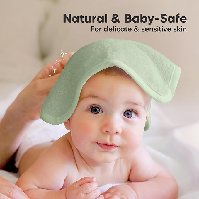 KeaBabies 2-Pack Muslin Hooded Baby Towels for Girls, Boys, and Baby Washcloths for Newborn, Toddlers - 100% Cotton Infant Bath Towel with Hood, Soft & Absorbent Washcloths for Toddlers
