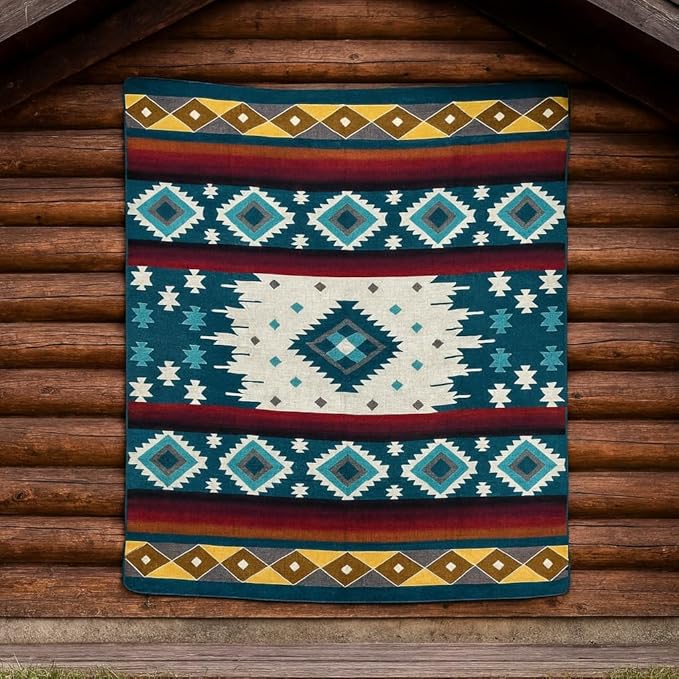 Alpaca Wool Blanket Queen 94x78 in | Ultra Soft, Non-Itchy & Breathable | Premium Alpaca Blanket | Warm, Hypoallergenic Natural Fiber | Handmade Luxury Throw for Bed or Sofa (Green and Turquoise)