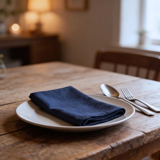 Cloth Napkins Set of 12, 100% Cotton Fabric Reusable Dinner Napkins, 18 x 18 Inch Washable Table & Kitchen Napkins for Everyday Dining, Entertaining, Home & Restaurant Use, Ocean Blue