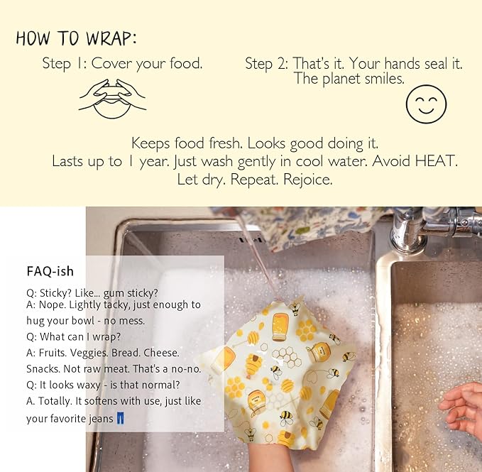Beeswax Wrap ROLL (13" x 40") - Cut-to-Size Reusable Food Wraps, DIY Customizable Beeswax Food Wrap for Bread, Sandwiches & Bowls, Eco Friendly Sustainable Zero Waste Plastic Free Storage