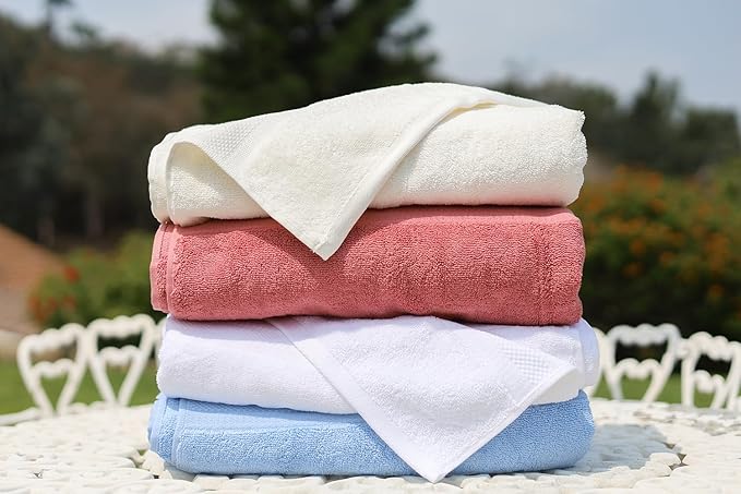 ORGANIC TEXTILES 100% Organic Cotton Bath Towel (White), GOTS Certified, Highly Absorbent, Skin Sensitive, Plush Soft and Luxurious, Machine Washable, Premium Design, Durable