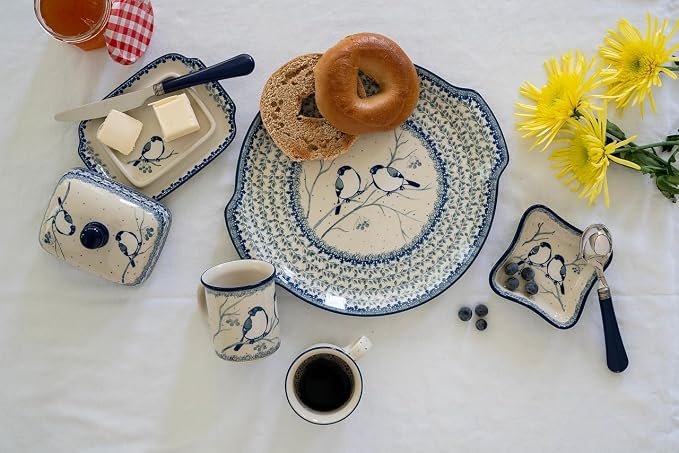 Blue Rose Polish Pottery - Bluebird Small Coffee Mug - 9 oz - Petite Mug for Tea & Coffee Drinkers
