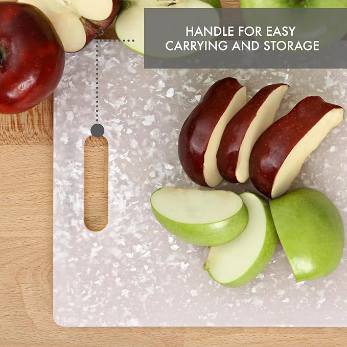 Dexas Classic Jelli Cutting Board with Handle, 9 by 15 inches, White Granite Pattern