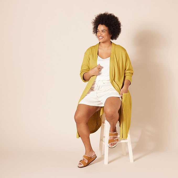 Amazon Essentials Women's Lightweight Waffle Full-Length Bath Robe with Pockets (Available in Plus Size)