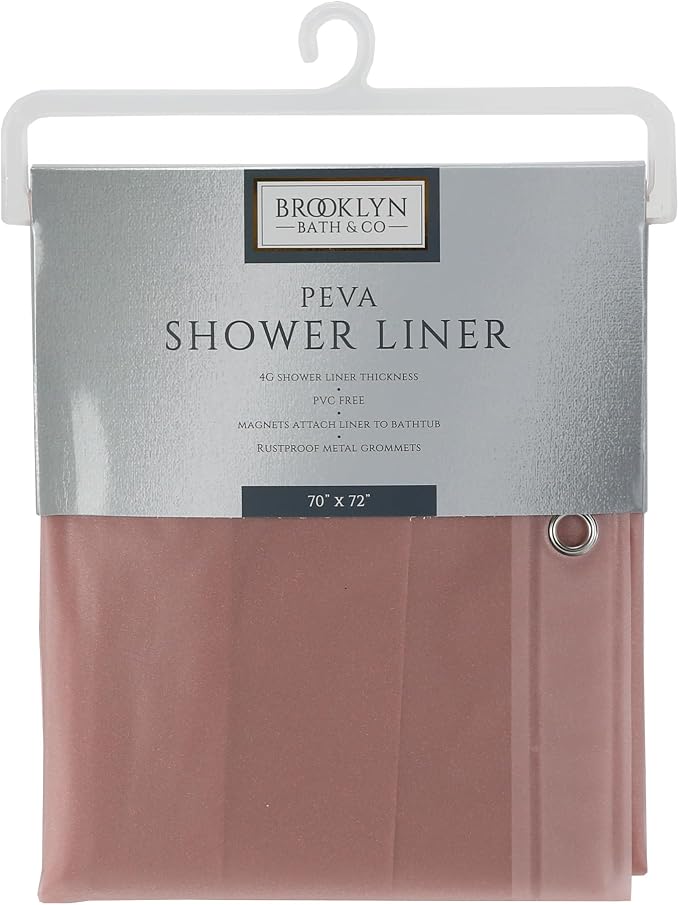 Home Expressions 6 Gauge PEVA Liner Magnetic Shower Curtain Liner 70"x72" (Shimmer Frosted-Blush)