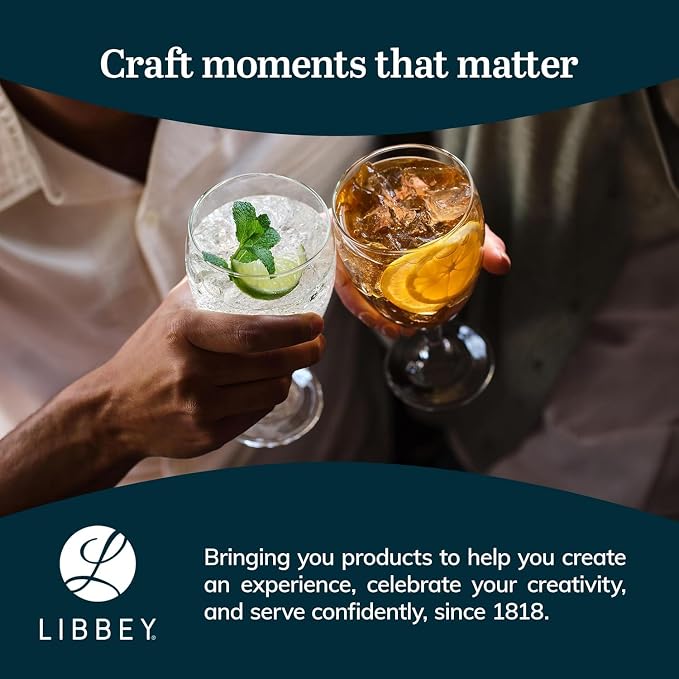 Libbey Classic Glass Goblets Set Of 12, Dishwasher Safe 16.25 Oz Drinking Goblets for Tea, Sangria and More, Ideal Stemmed Water Glasses for Parties