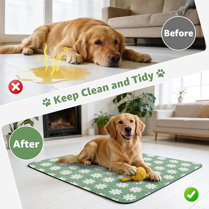 LOOBANI Washable Puppy Pads: Waterproof Reusable Pee Pads for Dogs, Non-Slip and Leak-Proof Dog Pee Mat, Absorbent Dog Training Pads for Puppy Playpen, Crate, Potty Training (36"x41", 2 Packs)