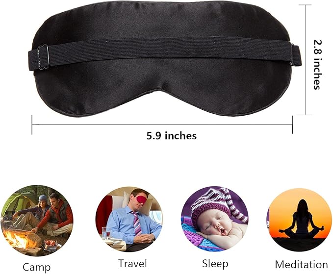 100% Natural Silk Sleep Eye Mask Kids, Cute Night Sleeping Mask with Adjustable Elastic Strap for Newborn (Baby Blue Small)