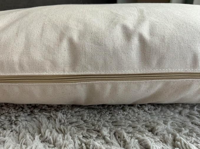 Natural Cotton Canvas Dog Bed – Raw Cotton Filled Pet Cushion Insert, Breathable Eco-Friendly Dog Mattress, Durable Washable Cover with Zipper (Natural, Small 36"x22"x3")