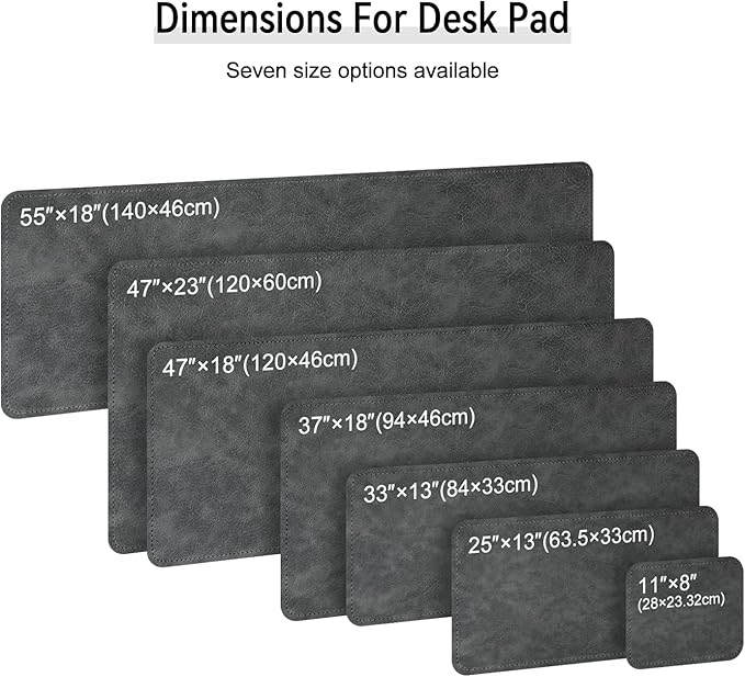 Imitation Crazy Horse Leather Desk Mat - Waterproof Desk Pad - Ideal for Large Mouse Pad and Desk Mats on Top of Desks (Gray+Dark Gray, 25"*13")