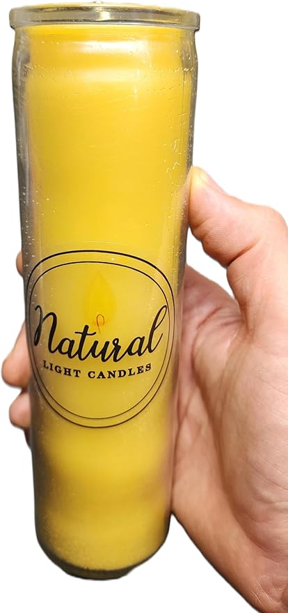 Pure Beeswax Candle Made in USA Vigil,Yartzeit, Yom Kippur, Meditation, Prayer, Devotional, Pillar in a Glass. Burns up to 100 Hours.