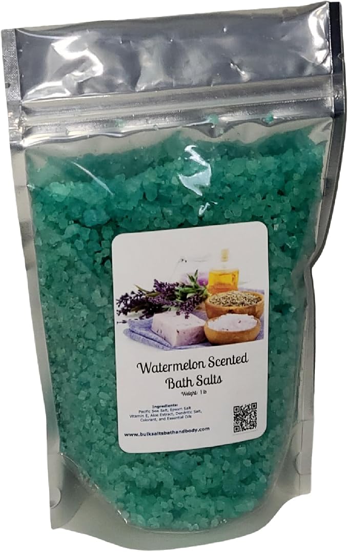Bath Salts | 1lb Bag (16oz.) | Choose Your Scent | Epsom Salt | Sea Salt| Bathing | Body Care | Beauty | Relaxation | Spa | Pedicure | Manicure | Soak (Watermelon)