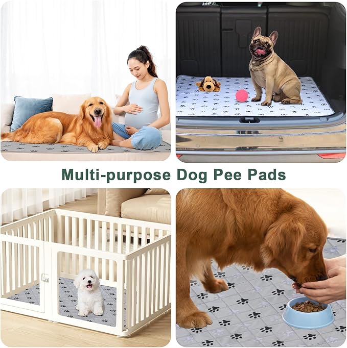 JERIA 2 Pack 72"x 72" Waterproof Non Slip Wee pad,Reusable Washable Pee Pads for Dogs,Absorbent and Leakproof Training Mats for Potty, Bed, Sofa, Potty Training