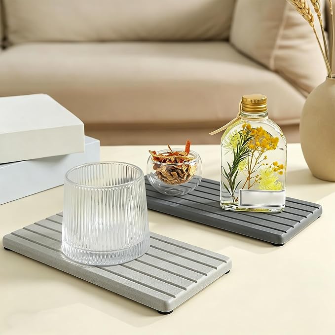 Multipurpose Diatomite Tray for Cosmetics Sponge Soap Dishes Quick Dry Stone Plate Space Saving Organizers Water Absorption Stone Tray