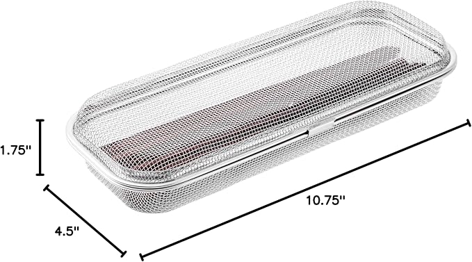Chopstick Holder for Dishwasher, Kitchen Small utensil organizer for drawer, Mesh 304 Stainless Steel with Lid and Lock, Great accessory for Chopstick or Straw