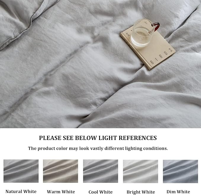 TOSMO Linen Duvet Cover Set, 100% French Flax Natural Linen Bedding 3pcs Set, Soft Breathable for Hot Sleepers 1 Duvet Cover and 2 Pillowcases (Mist Grey, King)