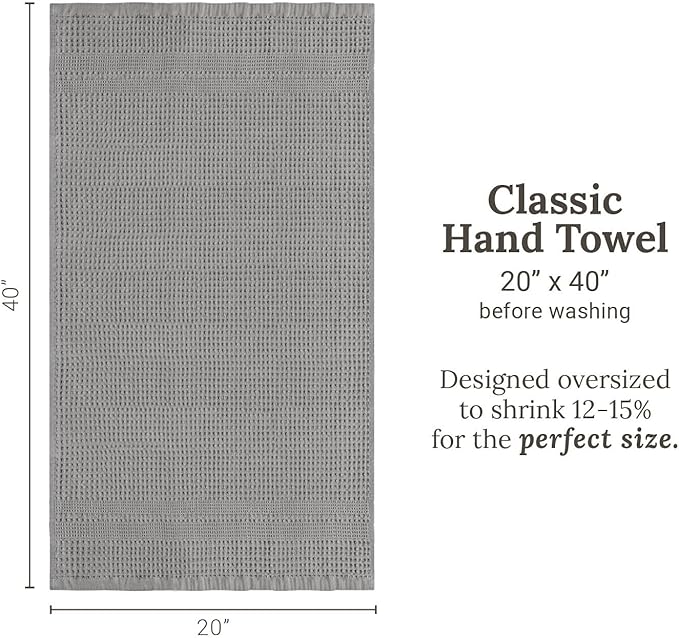 GILDEN TREE Waffle Hand Towels for Bathroom Quick Dry Towel Super Absorbent Thin 100% Cotton Lint Free, Hand Towels for Bathroom Set of 2, Classic Style (Pewter)