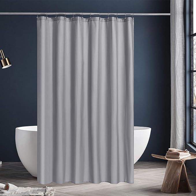 N&Y HOME Fabric Shower Stall Curtain or Liner 36 x 72 Inches - Hotel Quality, Machine Washable, Water Repellent - Gray, 36x72