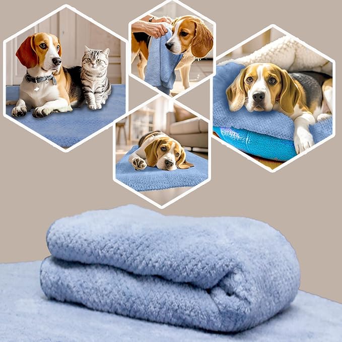 NVNAN Microfiber Dog Towel for Drying Dogs, 40 x 24 Inch Super Absorbent Pet Bath Towel, Soft Quick-Drying Grooming Towel for Small & Large Dogs, Cats, Puppies, Blue