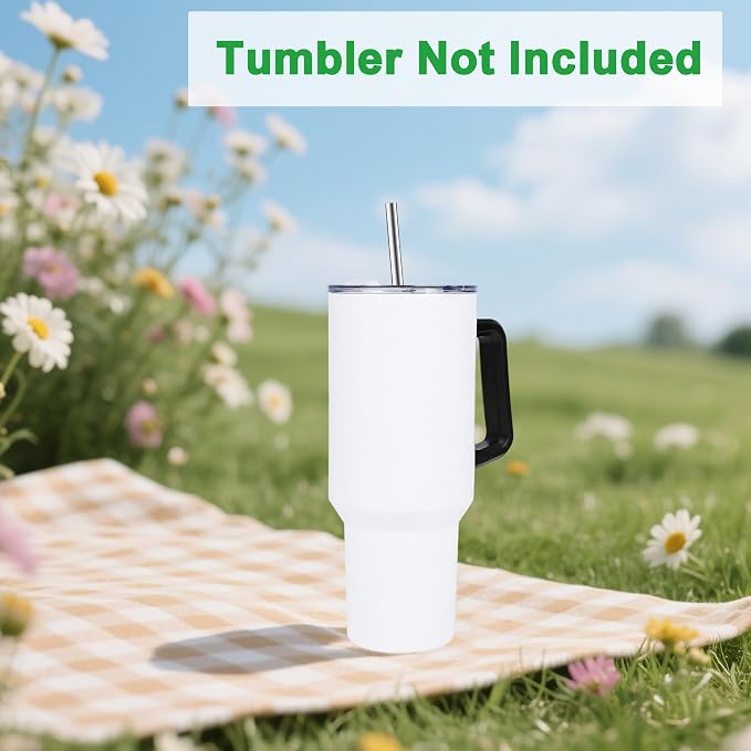 Metal Straws Reusable Compatible with Bioworld 40oz Tumbler,4Pcs Long Stainless Steel Drinking Straws with Cleaning Brush