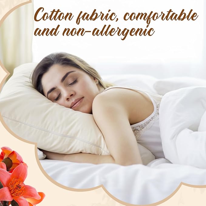 Leinuosen 1 Pack Organic Kapok Pillow 26" x 20" Natural Kapok Fiber Filled Sleeping Pillows with Breathable Cotton Shell, Adjustable Height Soft and Supportive for Comfort Sleeping(Classic)