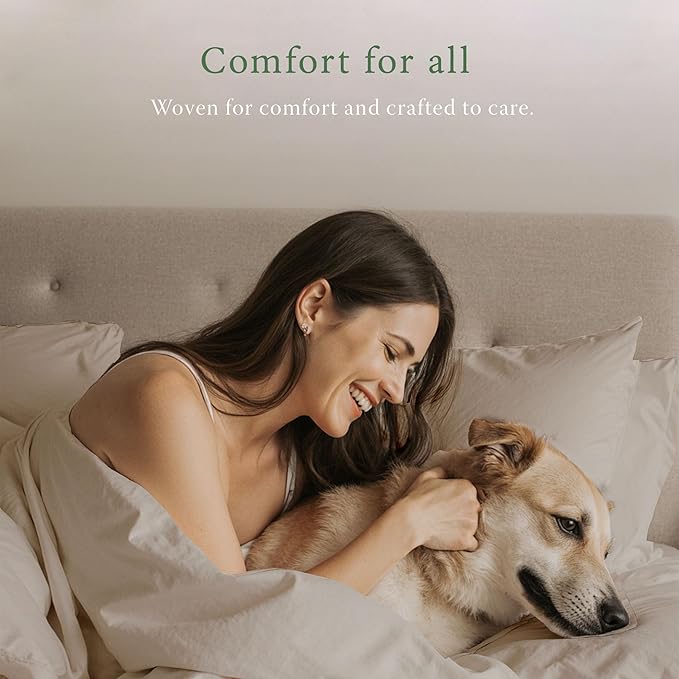 Threadmill Luxury Organic Cotton Sheets - Certified by GOTS - King, 4 Piece, Beige - Breathable - Premium Sheet Set - Smooth and Cool Bedding with Perfect Elastic Deep Pocket Fit