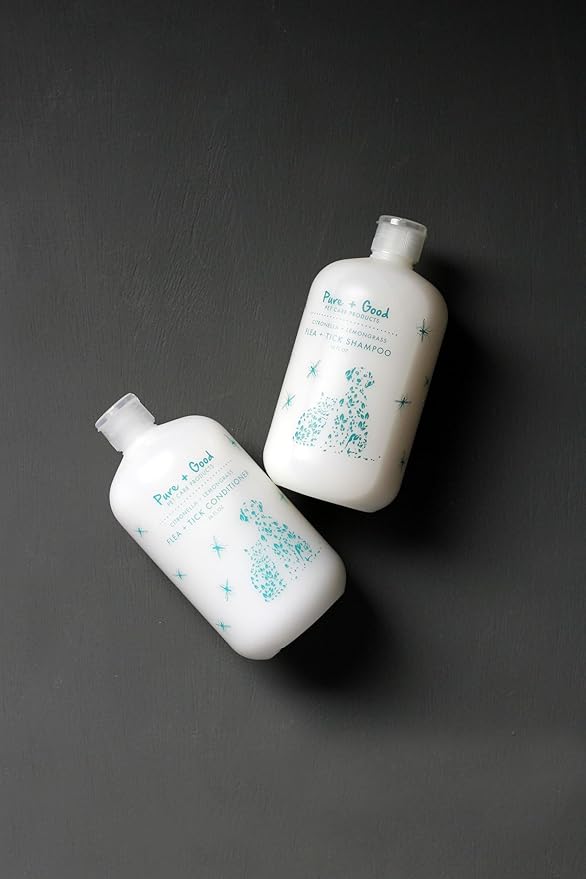 Pure + Good - Shampoo and Conditioner Set, Formulated for All Pets, Gentle and Cleansing, Made in The USA, Cruelty Free, 16 fl oz (Flea + Tick)