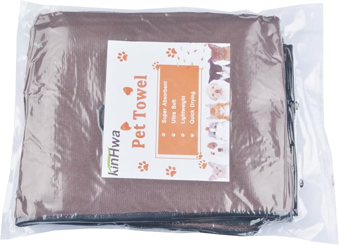 KinHwa Dog Towel Super Absorbent Pet Bath Towel Microfiber Dog Drying Towel for Small, Medium, Large Dogs and Cats 30inch x 50inch Brown