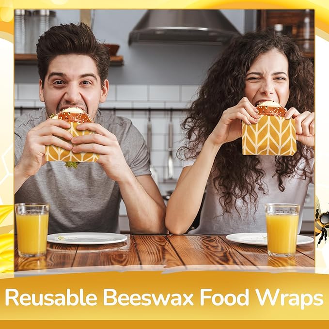Mindsoft 17 x 23 Inch Reusable Beeswax Food Wrap for Bread Sandwich Wrapper Beeswax Paper Organic Bowl Dishes Covers Sustainable Food Cheese Fruit Snacks Storage Containers Keeper (Fresh Style)