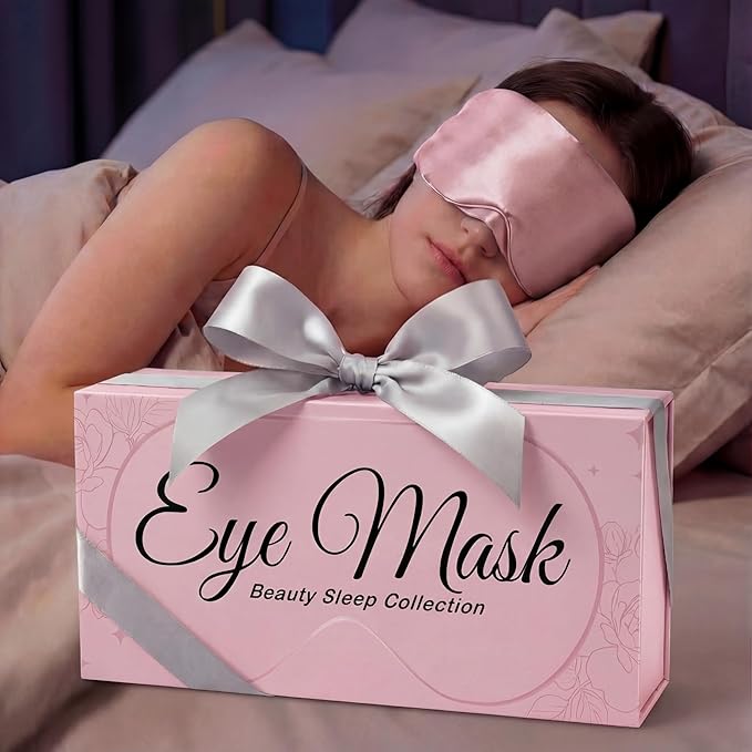 SLEEP SANCTUARY 100% Pure Mulberry Silk Sleep Mask - 22 Momme Light Blocking Hook & Loop Silk Eye Mask for Sleeping - Secure Fit for Side Sleepers, Women & Men - Cloud Soft (Pink)