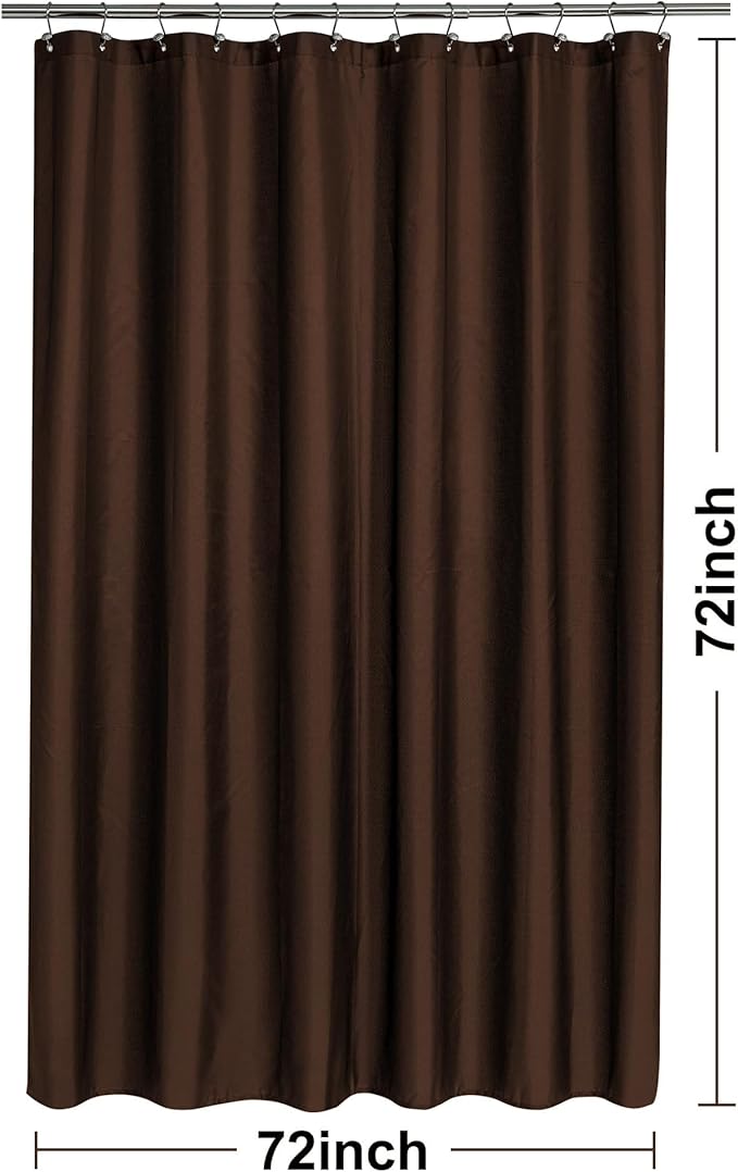 N&Y HOME Fabric Shower Curtain or Liner with Magnets - Brown Shower Curtain for Bathroom with Hotel Quality, Machine Washable - Brown, 72x72