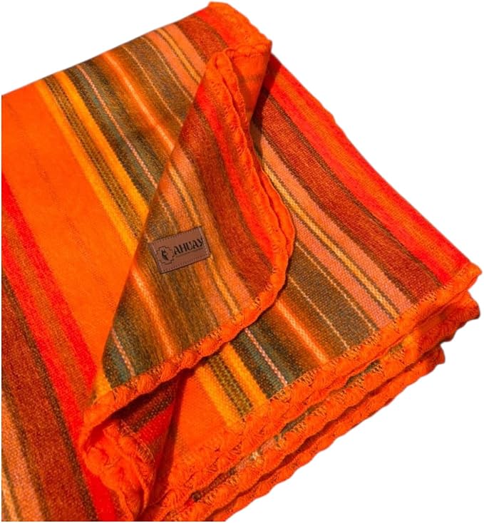 Alpaca Wool Throw Blanket, Orange, 65" x 48" | Ultra-Soft, Warm & Breathable, Hypoallergenic, Non-Itchy, Lightweight