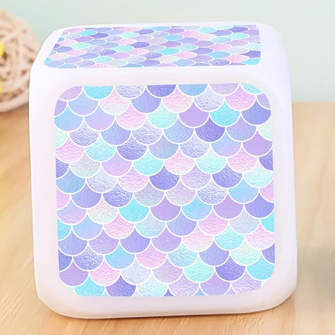 Digital Alarm Clock,Mermaid Tail Pattern 7 Color Change LED Digital Alarm Clock with Date Thermometer for Toddlers,Girls and Boys