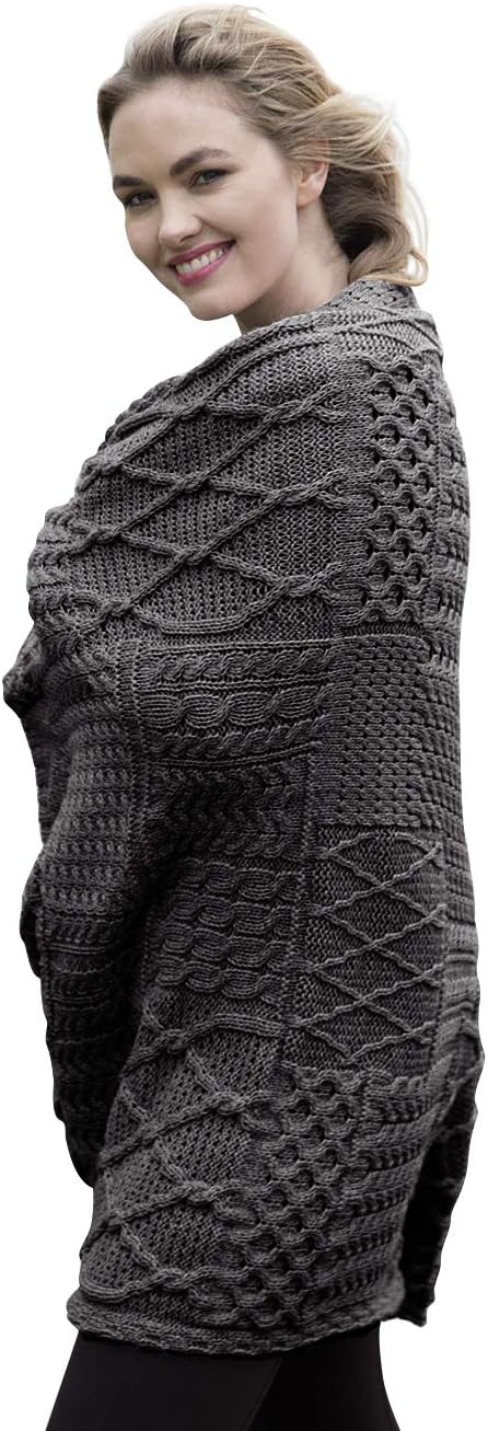 Carraig Donn Aran Woollen Mills Irish Blanket 100% Merino Wool Throw Made in Ireland Patchwork Design (107 x 152 cm), Merino Derby