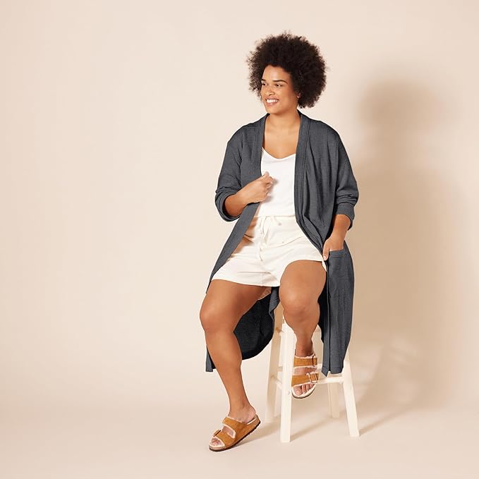 Amazon Essentials Women's Lightweight Waffle Full-Length Bath Robe with Pockets (Available in Plus Size)