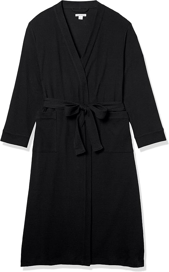 Amazon Essentials Women's Lightweight Waffle Full-Length Bath Robe with Pockets (Available in Plus Size)