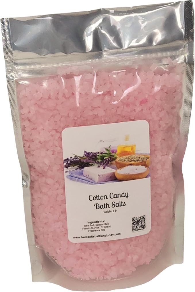 Bath Salts | 1lb Bag (16oz.) | Choose Your Scent | Epsom Salt | Sea Salt| Bathing | Body Care | Beauty | Relaxation | Spa | Pedicure | Manicure | Soak (Cotton Candy)