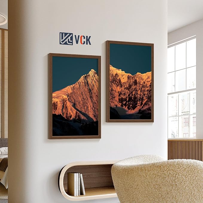 VCK 24x36 Picture Frames Brown 3 Pack, Wide Border Wood, Display 20x30 Photo with Mat or 24 x 36 without, for Home, Office, Gallery, Woodgrain Series, Wall Hanging