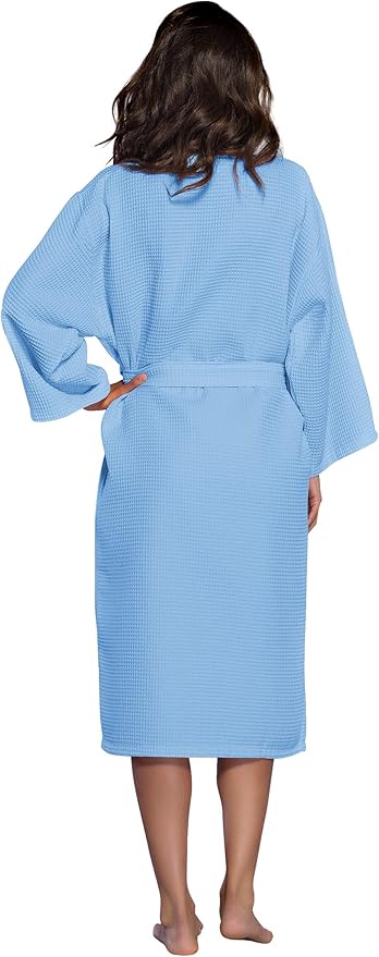 Turquaz Lightweight Long Waffle Kimono Spa Robe for Women