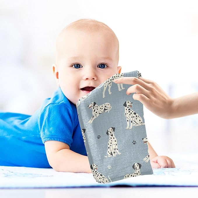 Baby Dalmatian Dogs Muslin Washcloths 3 Pack - Muslin Burp Cloths Hanky Large 11.8"X11.8" Extra Soft Absorbent Baby Burp Rags for Newborn 100% Cotton for Boys Girls Gift