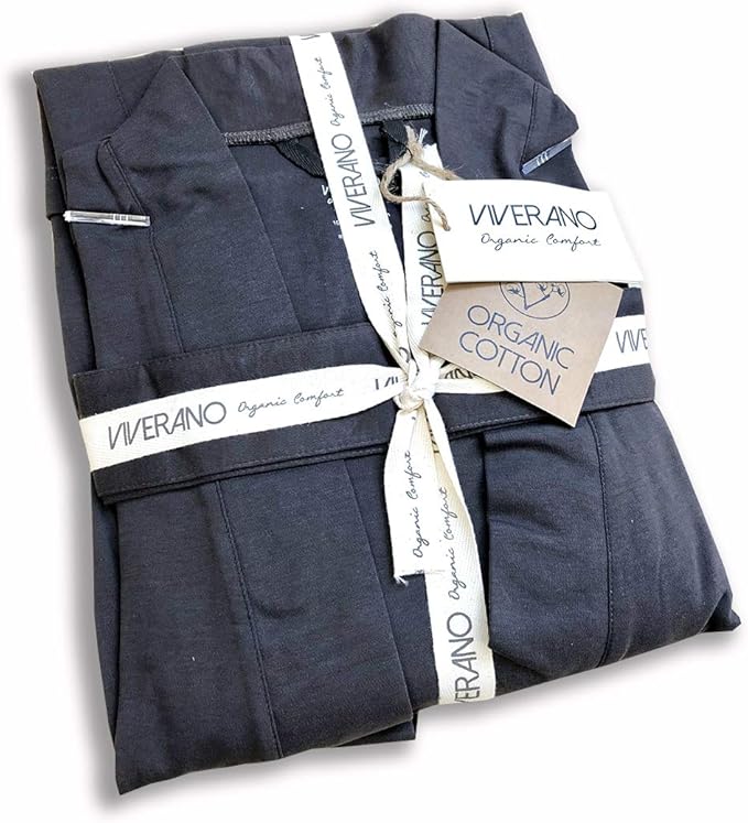Women's Bathrobe Spa Robe, 100% Organic Cotton, Lightweight Super Soft Travel & Eco-Friendly (6 Colors)