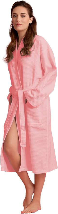 Women's Personalized Luxury Cotton Bathrobe-Customizable Waffle Lightweight Robe-Soft & Absorbent