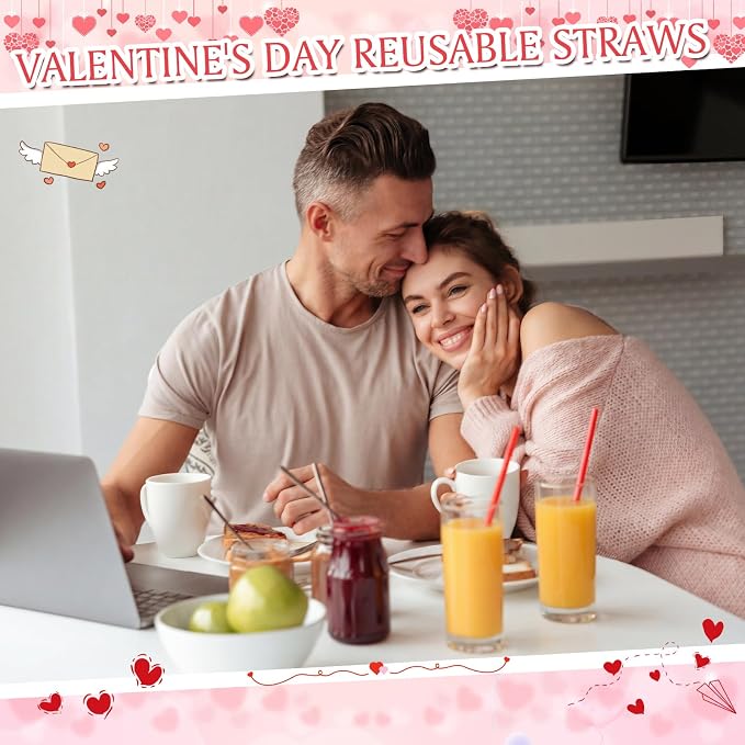 Honeydak 60 Pcs Reusable Hard Plastic Straws 9 Inch, Red PP Drinking Straws Bulk for Iced Coffee Smoothies Cocktails Lemonade, Summer Patio BBQ Pool Party Supplies